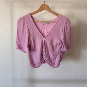 Abercrombie and Fitch Pink Crossed Knot Cropped Top, SIZE MEDIUM